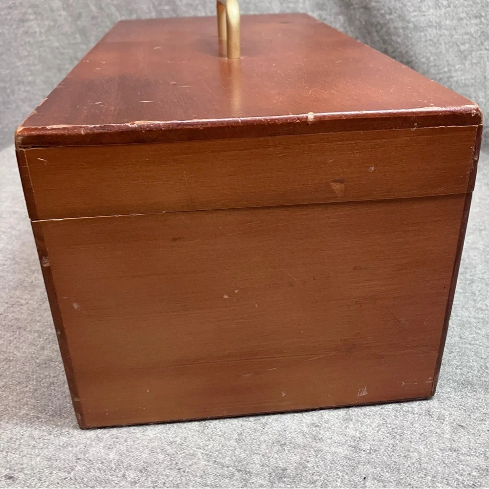 FAO Schwartz Vintage Wooden Box 13” Latch Brown Brass Rocking Horse Logo EUC